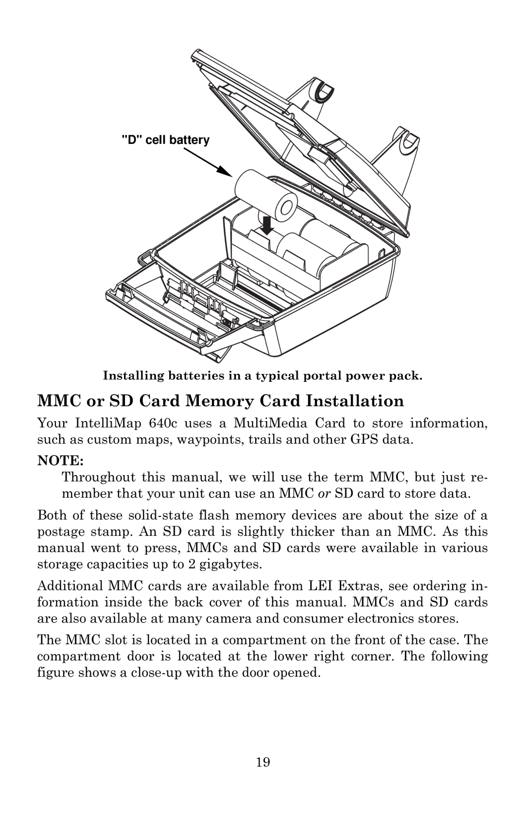 Eagle Electronics 640c manual MMC or SD Card Memory Card Installation 