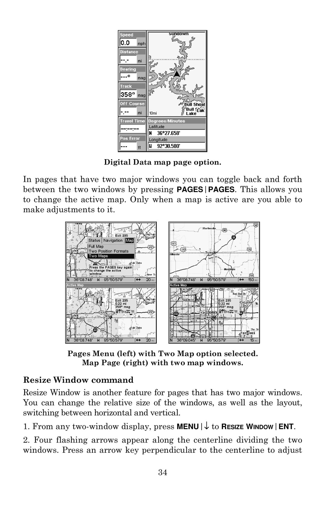 Eagle Electronics 640c manual Resize Window command 