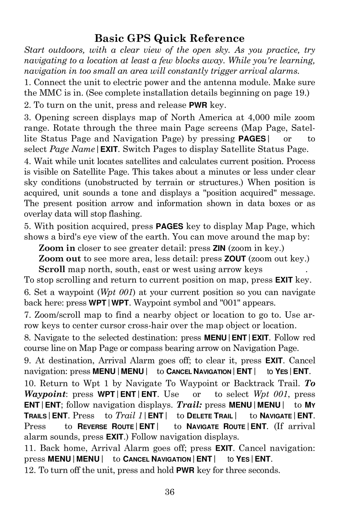 Eagle Electronics 640c manual Basic GPS Quick Reference 