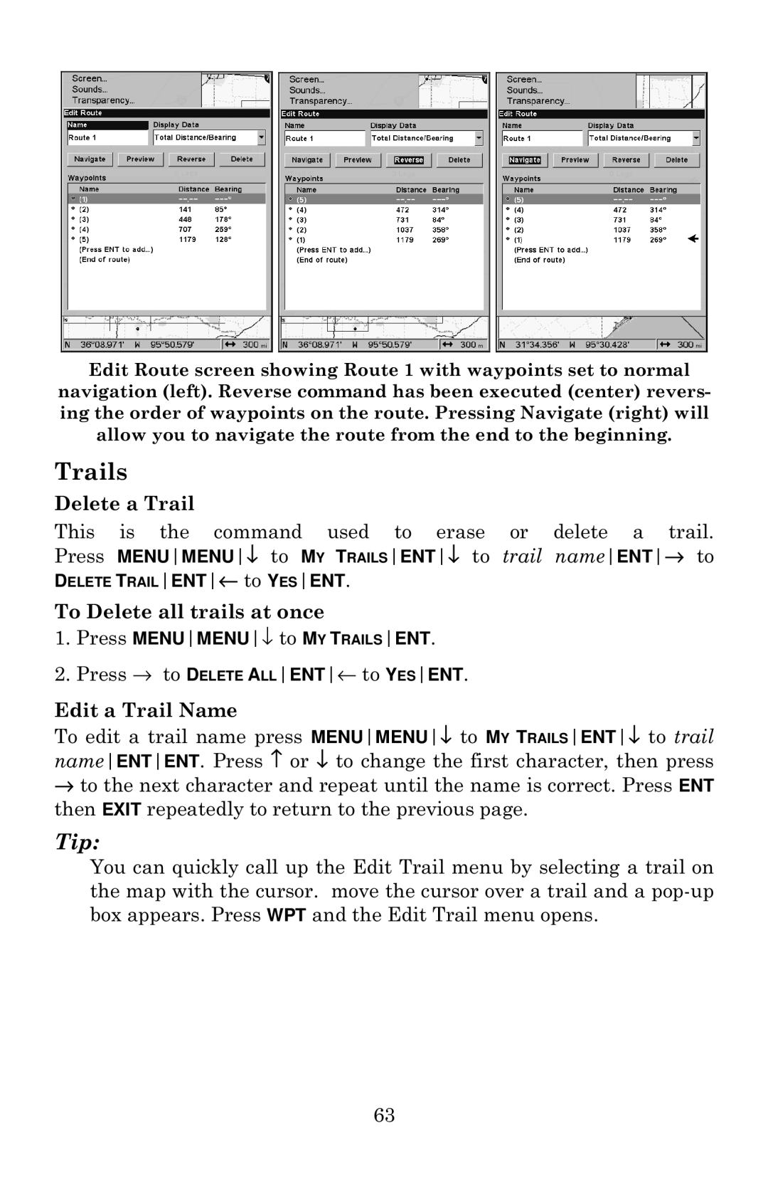 Eagle Electronics 640c manual Trails 