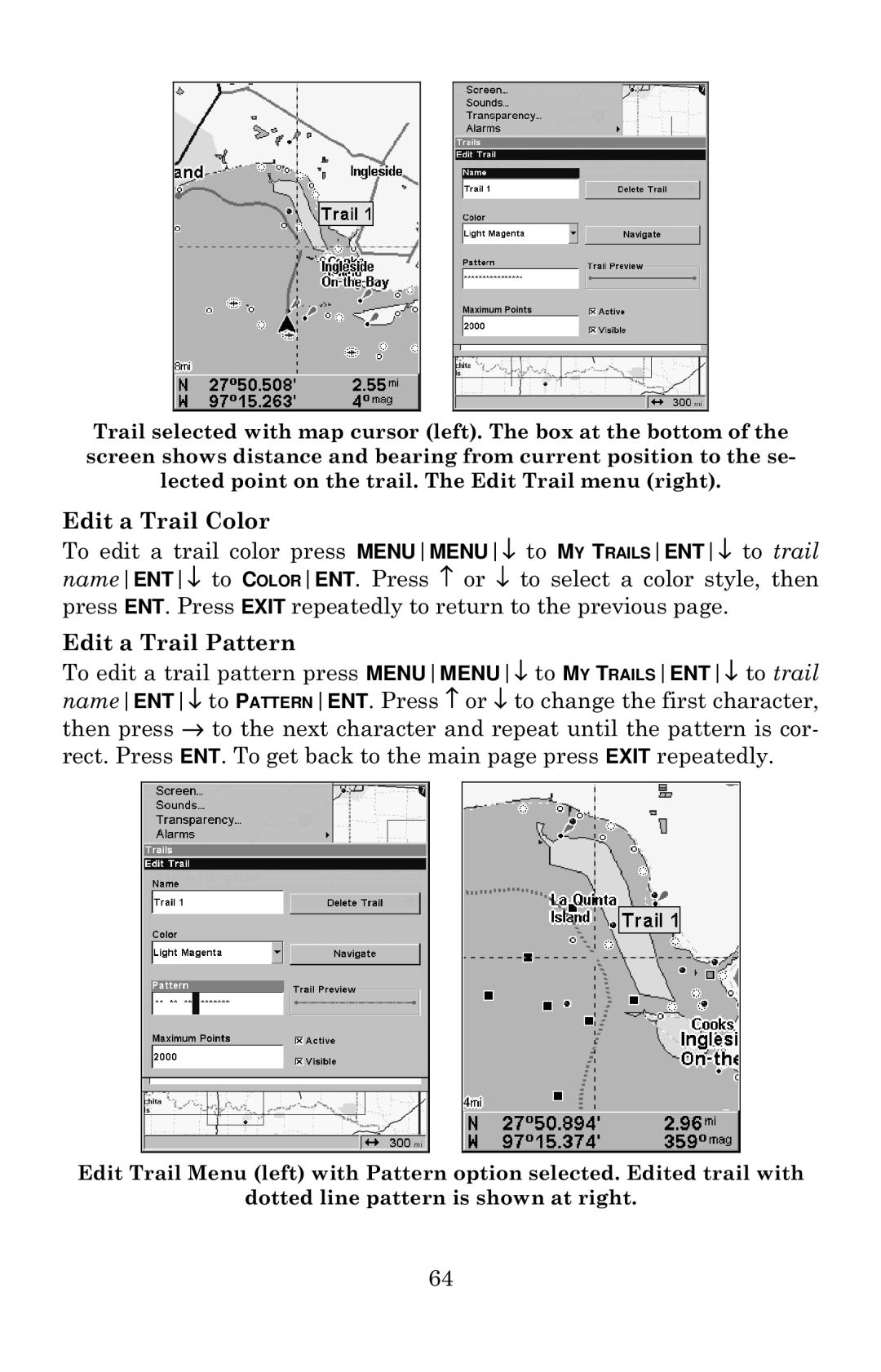 Eagle Electronics 640c manual Edit a Trail Color 