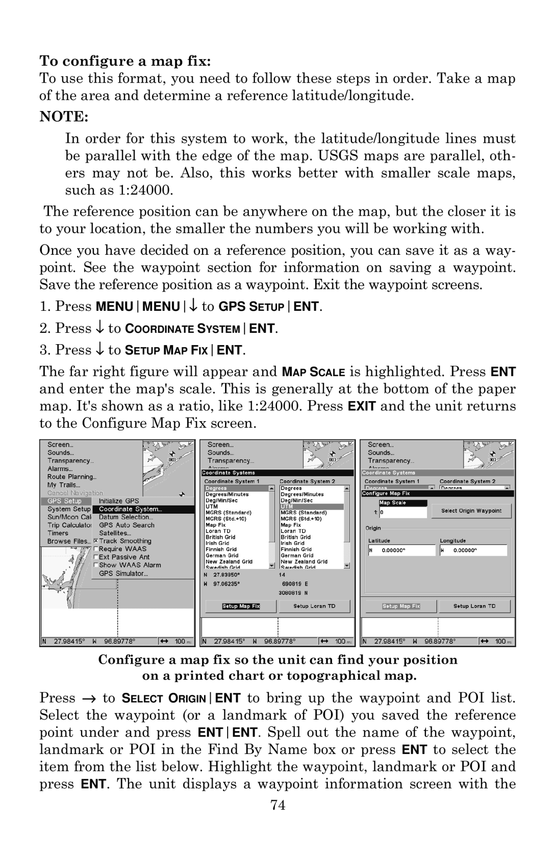 Eagle Electronics 640c manual To configure a map fix 