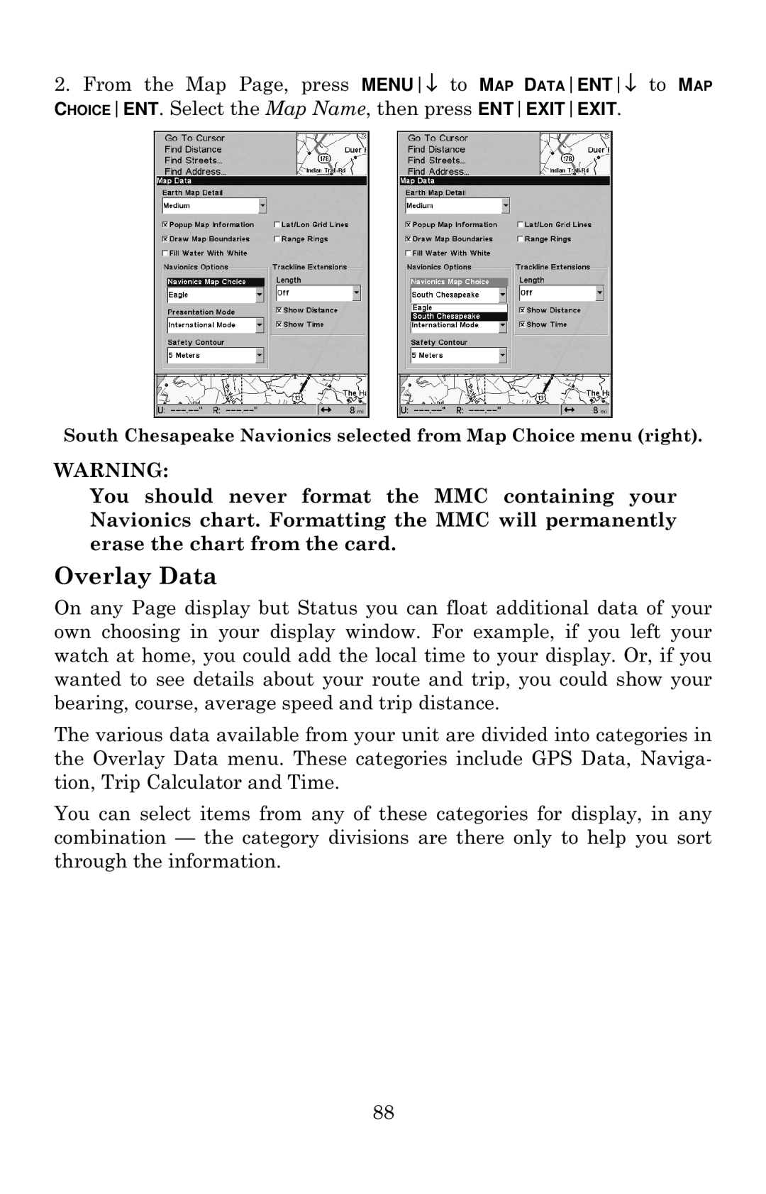 Eagle Electronics 640c manual Overlay Data 