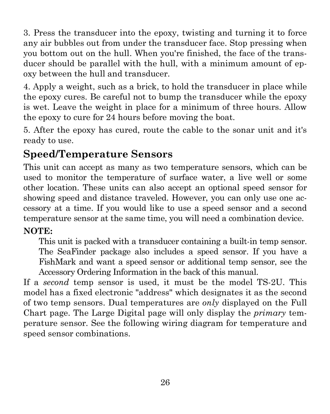 Eagle Electronics 640c manual Speed/Temperature Sensors 