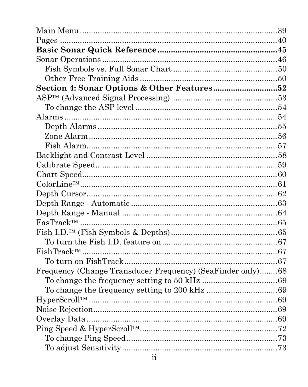 Eagle Electronics 640c manual Basic Sonar Quick Reference 