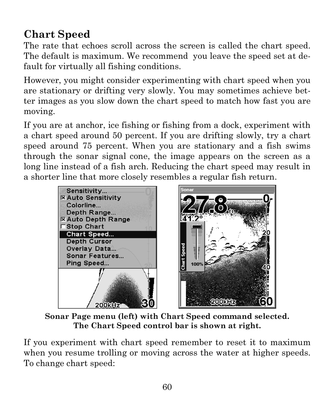 Eagle Electronics 640c manual Chart Speed 