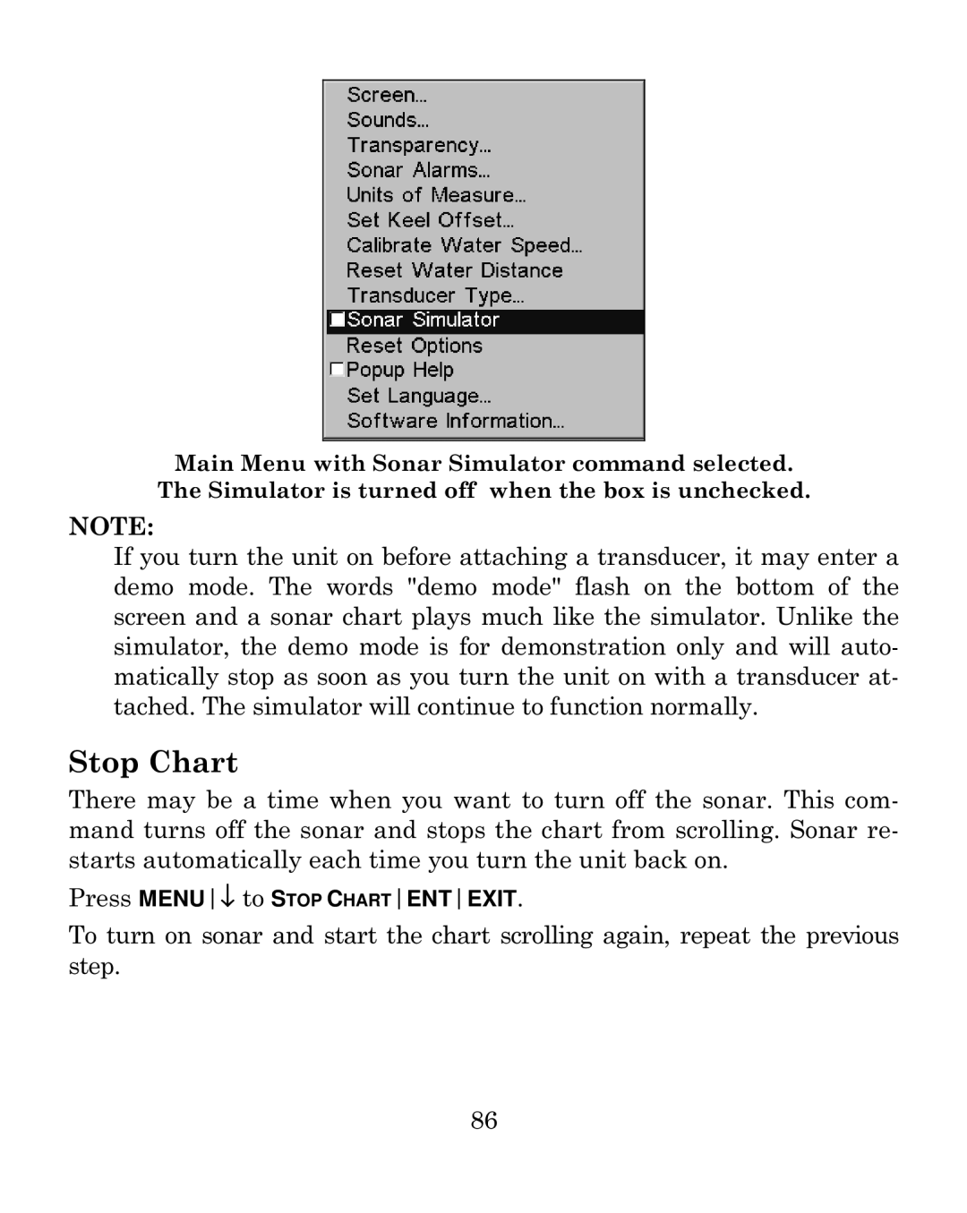 Eagle Electronics 640c manual Stop Chart 