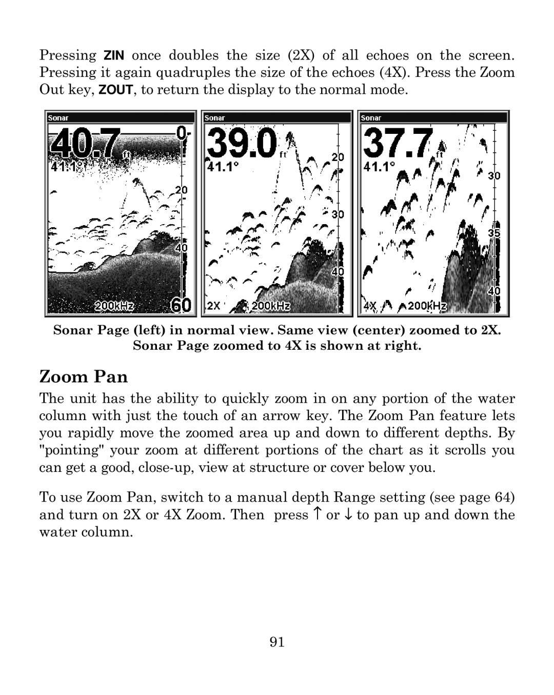 Eagle Electronics 640c manual Zoom Pan 