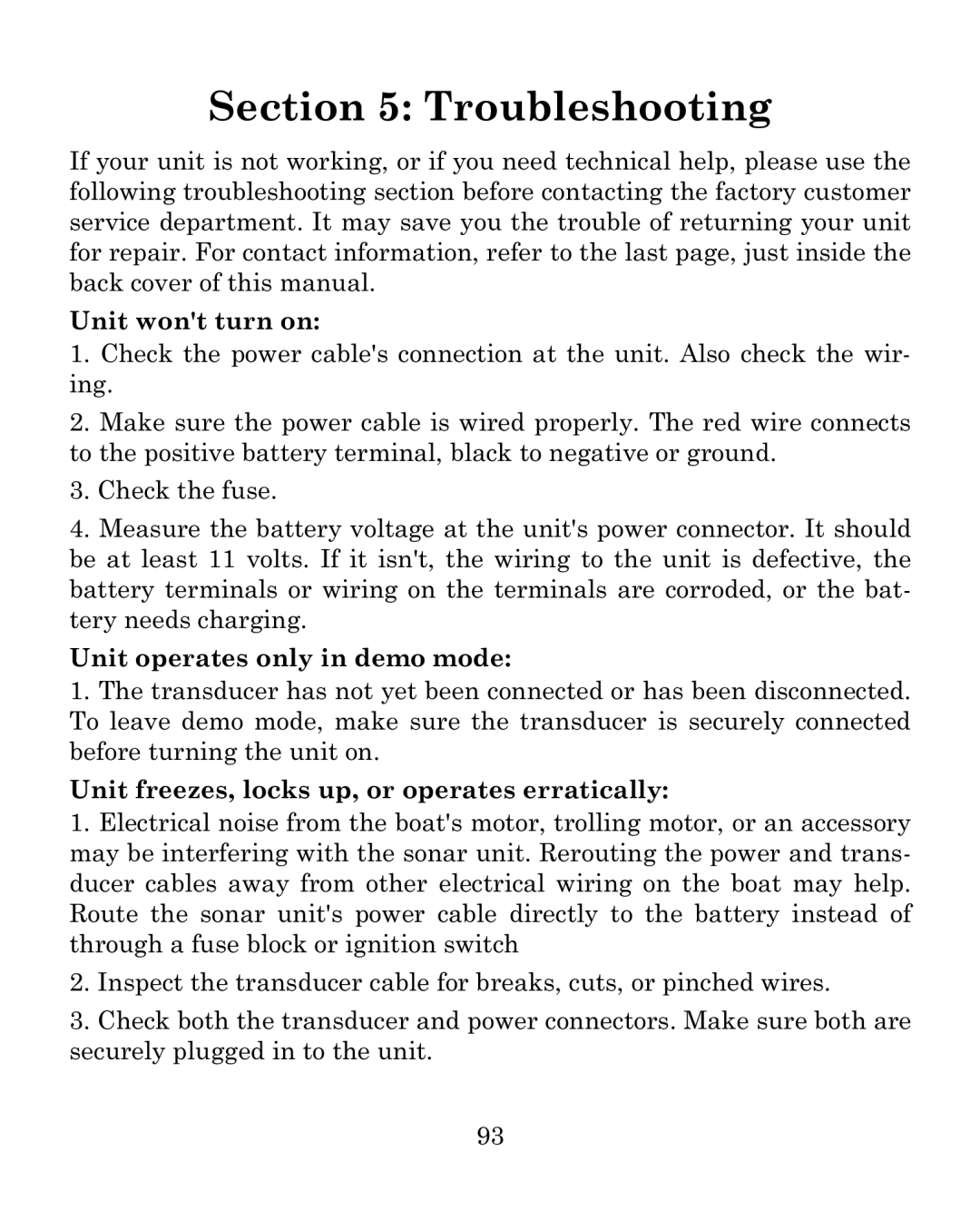 Eagle Electronics 640c manual Troubleshooting 