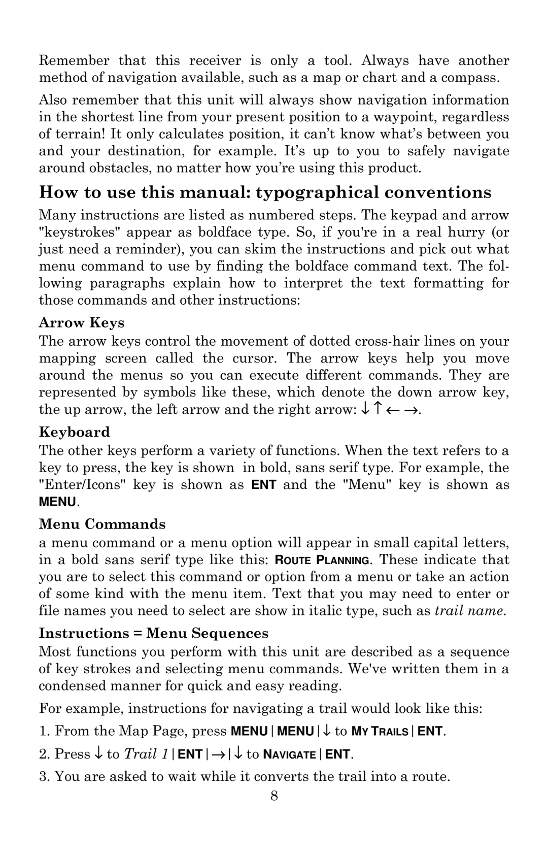 Eagle Electronics 642c iGPS How to use this manual typographical conventions 