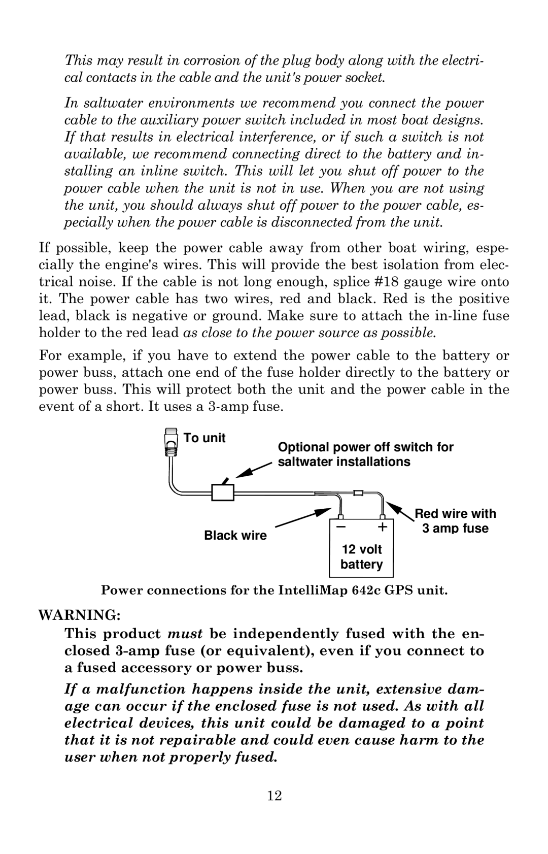 Eagle Electronics 642c iGPS manual Power connections for the IntelliMap 642c GPS unit 