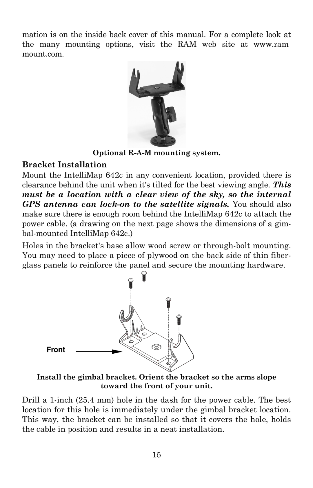 Eagle Electronics 642c iGPS manual Bracket Installation 