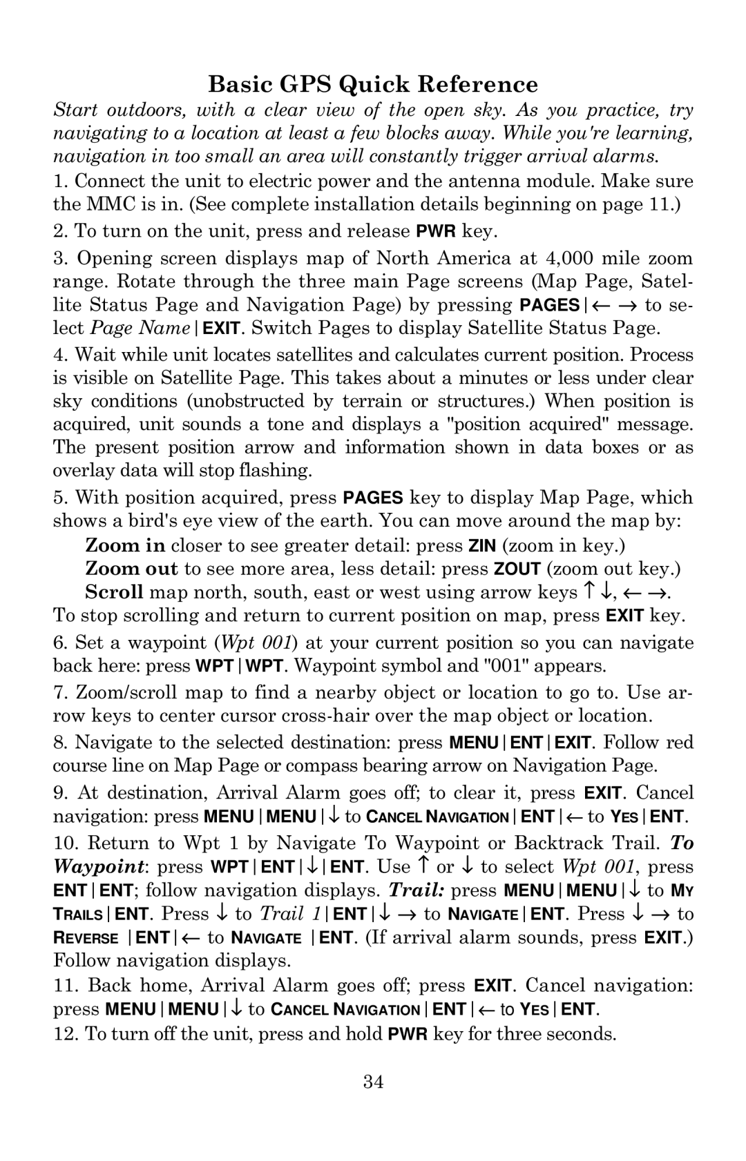 Eagle Electronics 642c iGPS manual Basic GPS Quick Reference 