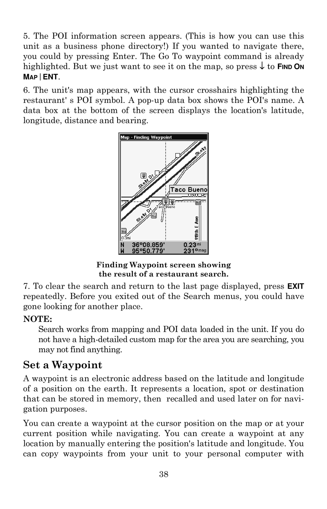 Eagle Electronics 642c iGPS manual Set a Waypoint 