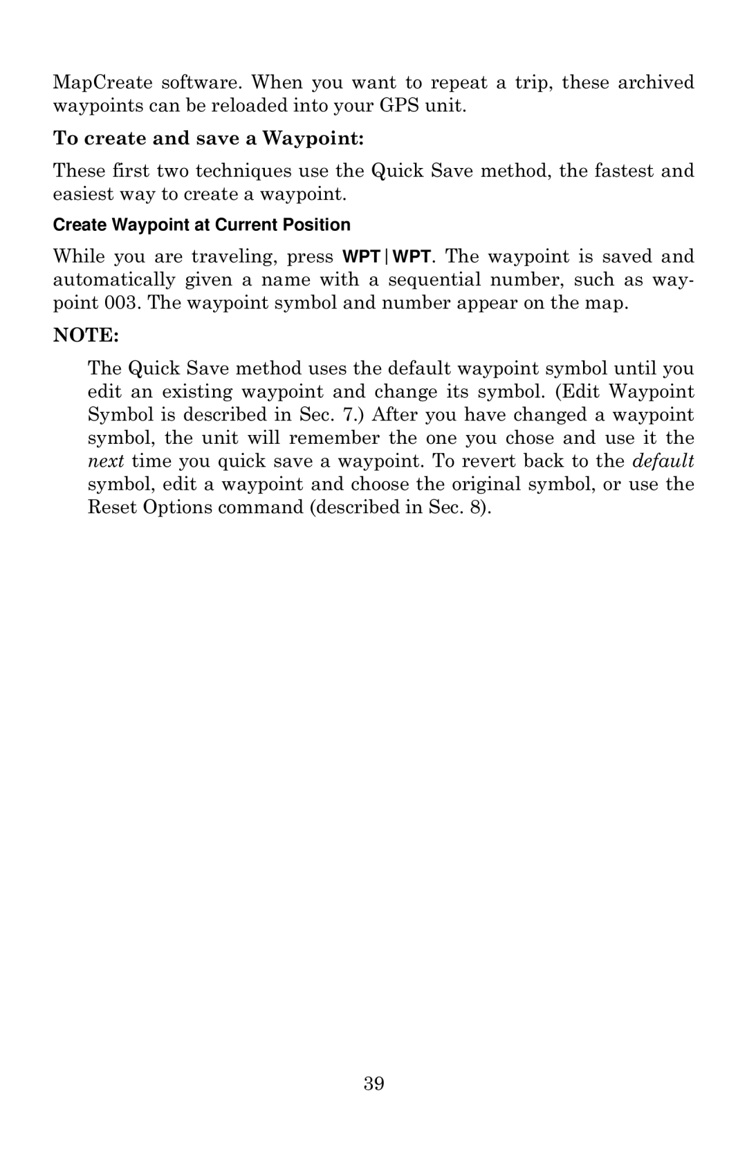 Eagle Electronics 642c iGPS manual To create and save a Waypoint 