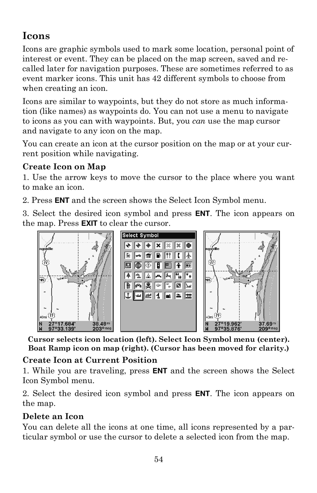 Eagle Electronics 642c iGPS manual Icons 