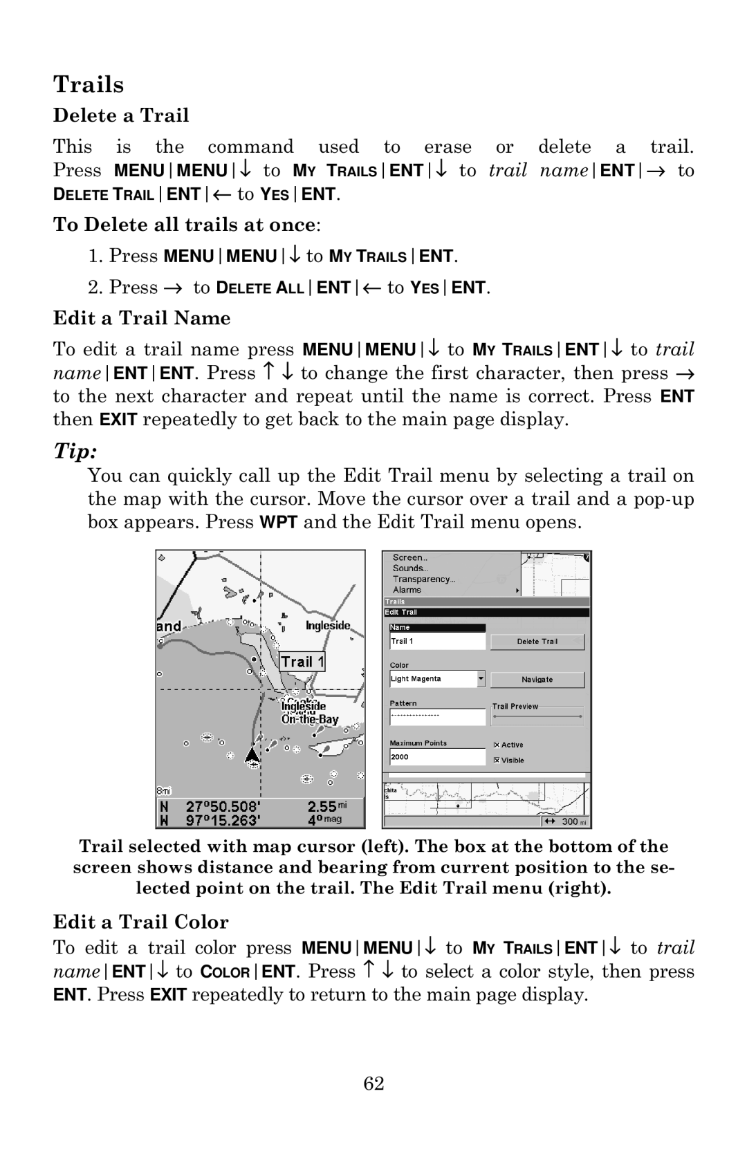 Eagle Electronics 642c iGPS manual Trails 