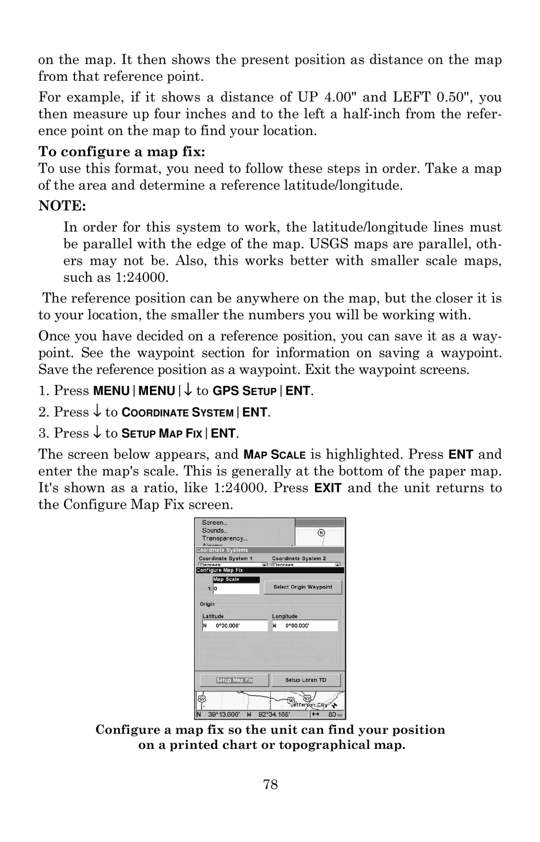 Eagle Electronics 642c iGPS manual To configure a map fix 