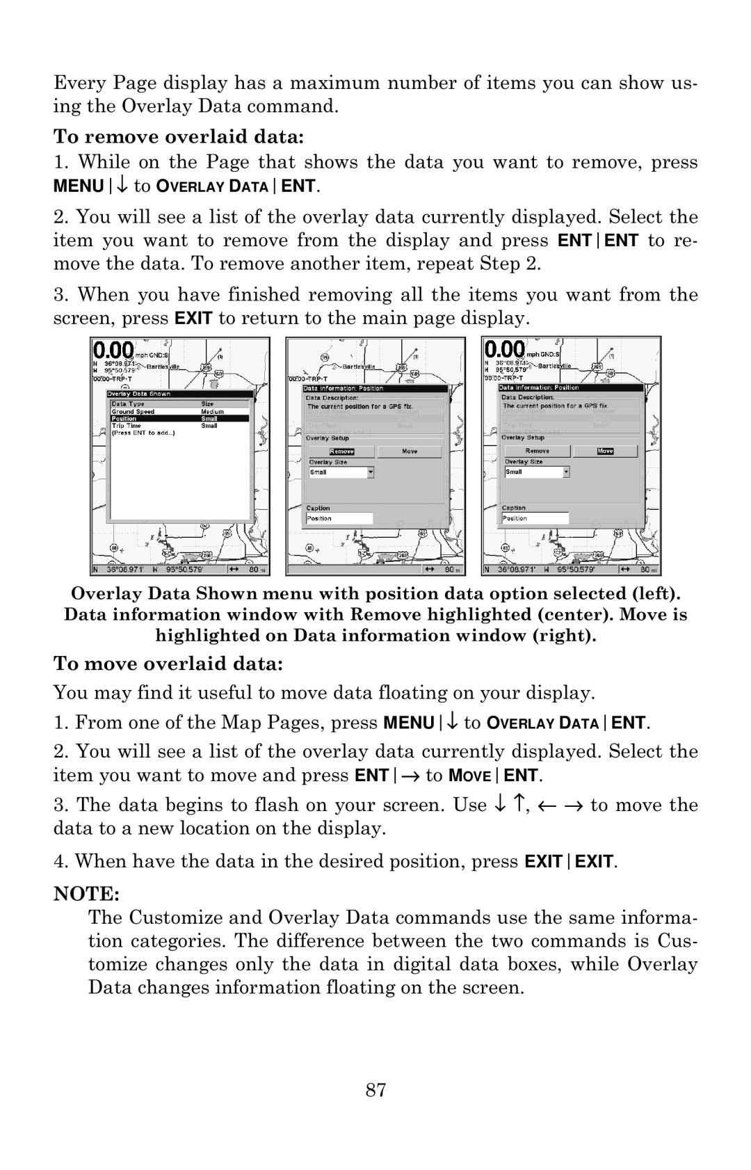 Eagle Electronics 642c iGPS manual To remove overlaid data 