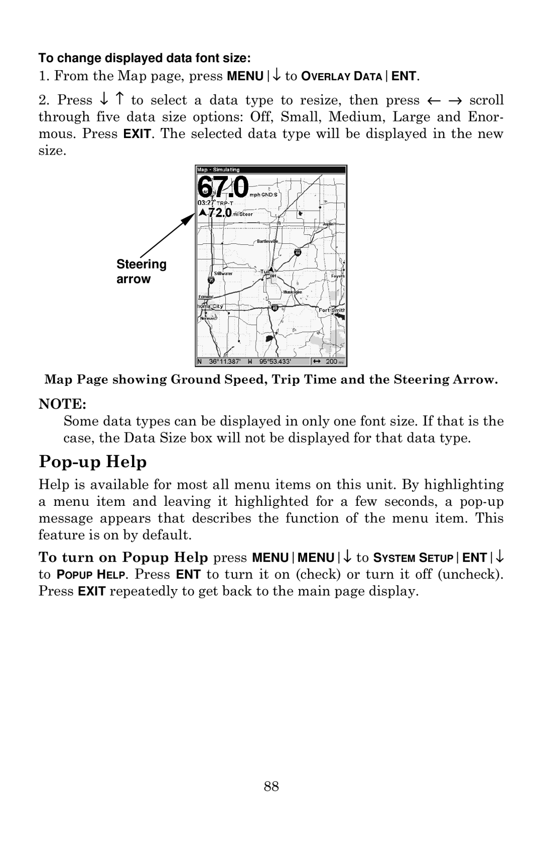 Eagle Electronics 642c iGPS manual Pop-up Help 