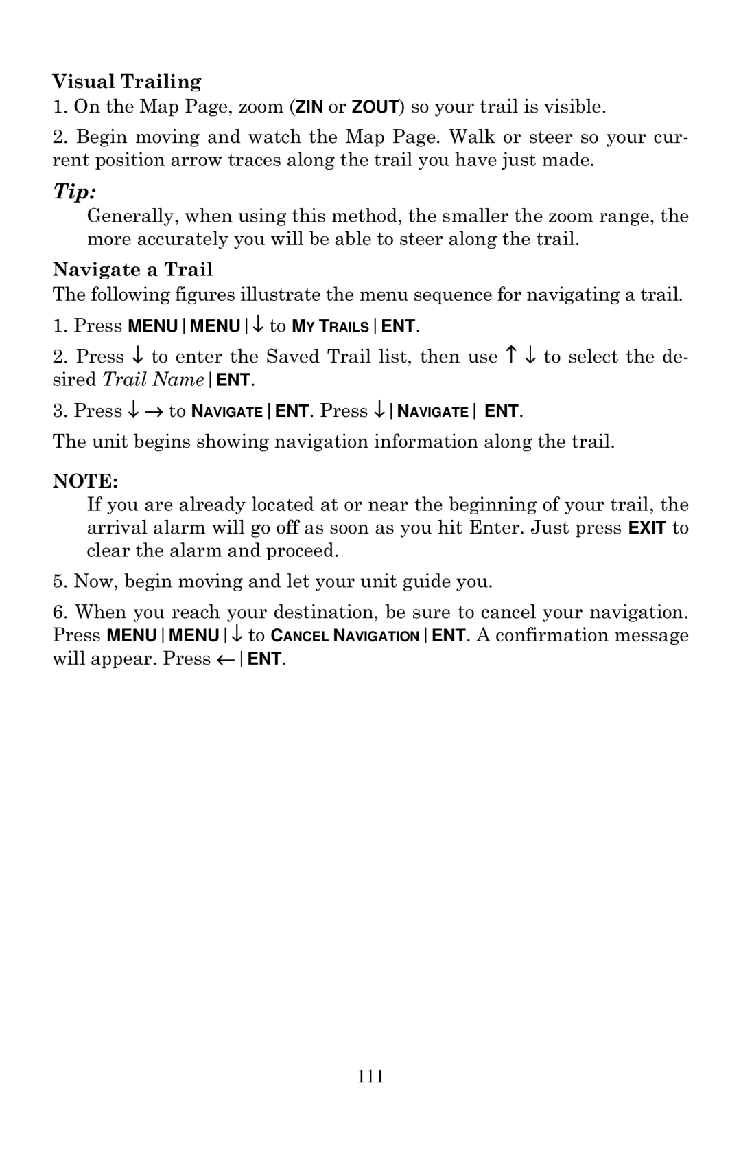 Eagle Electronics 642cDF manual Visual Trailing, Navigate a Trail 