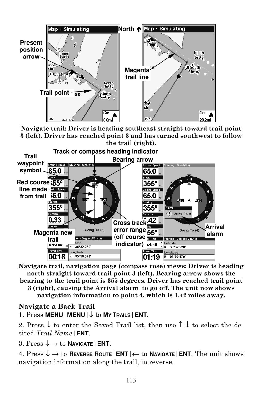 Eagle Electronics 642cDF manual Navigate a Back Trail 