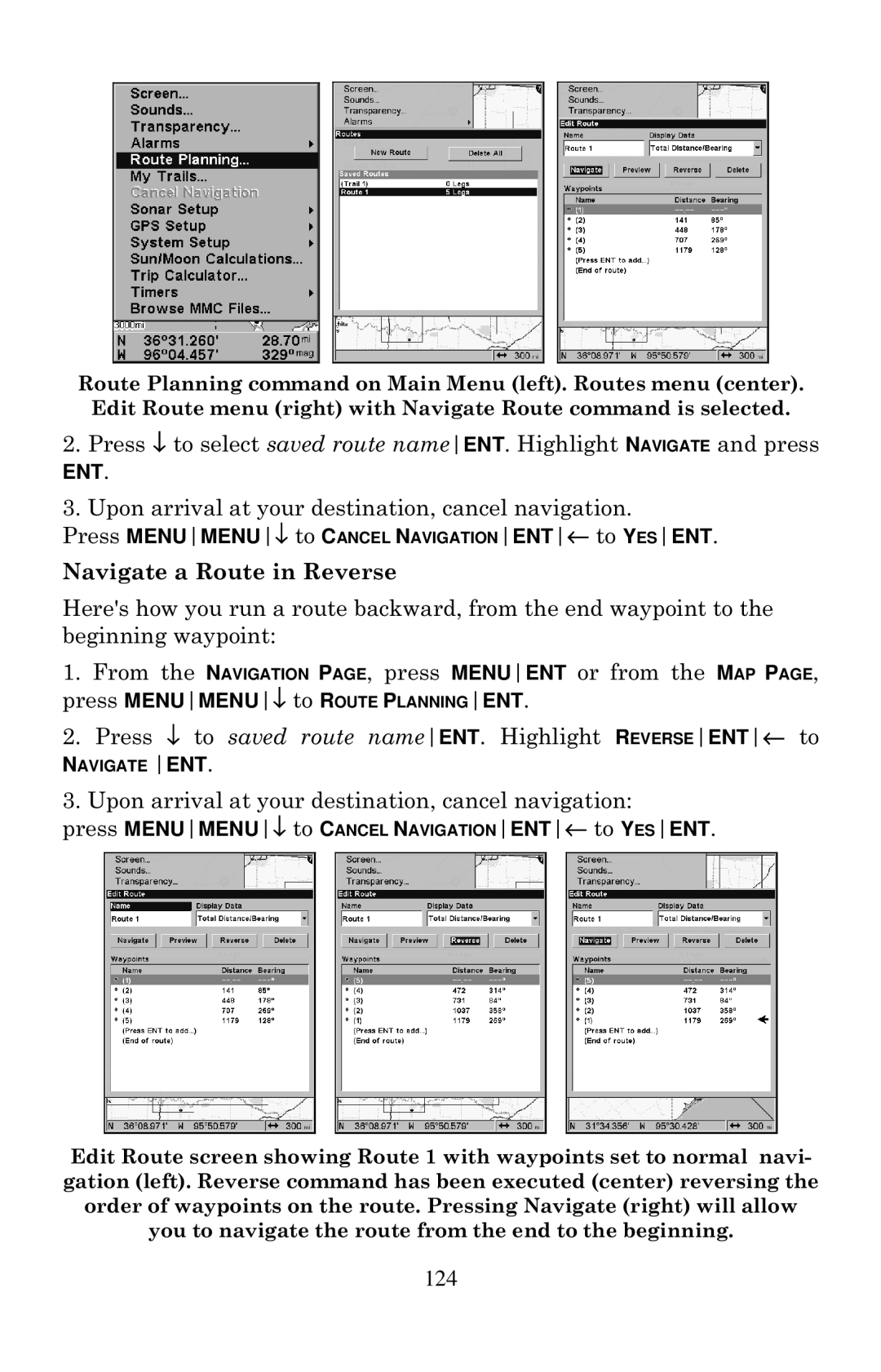 Eagle Electronics 642cDF manual Navigate a Route in Reverse 