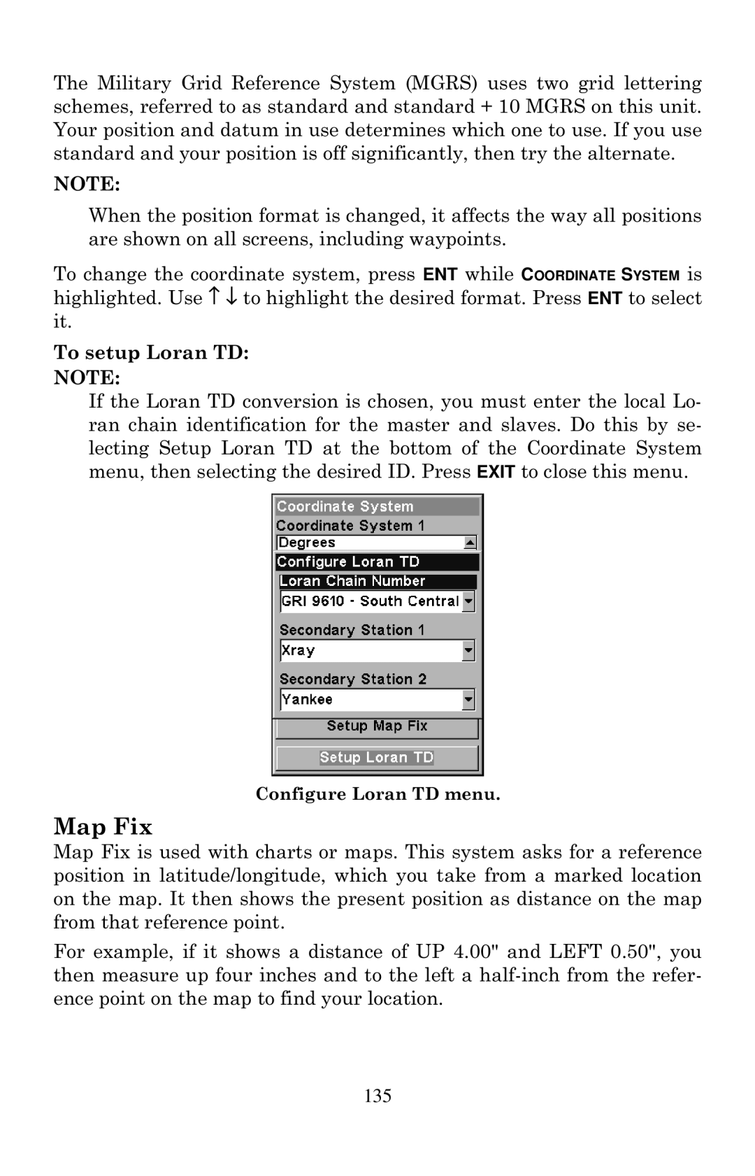 Eagle Electronics 642cDF manual Map Fix, To setup Loran TD 