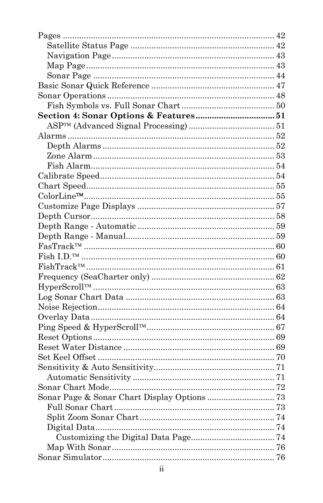 Eagle Electronics 642cDF manual Sonar Options & Features 