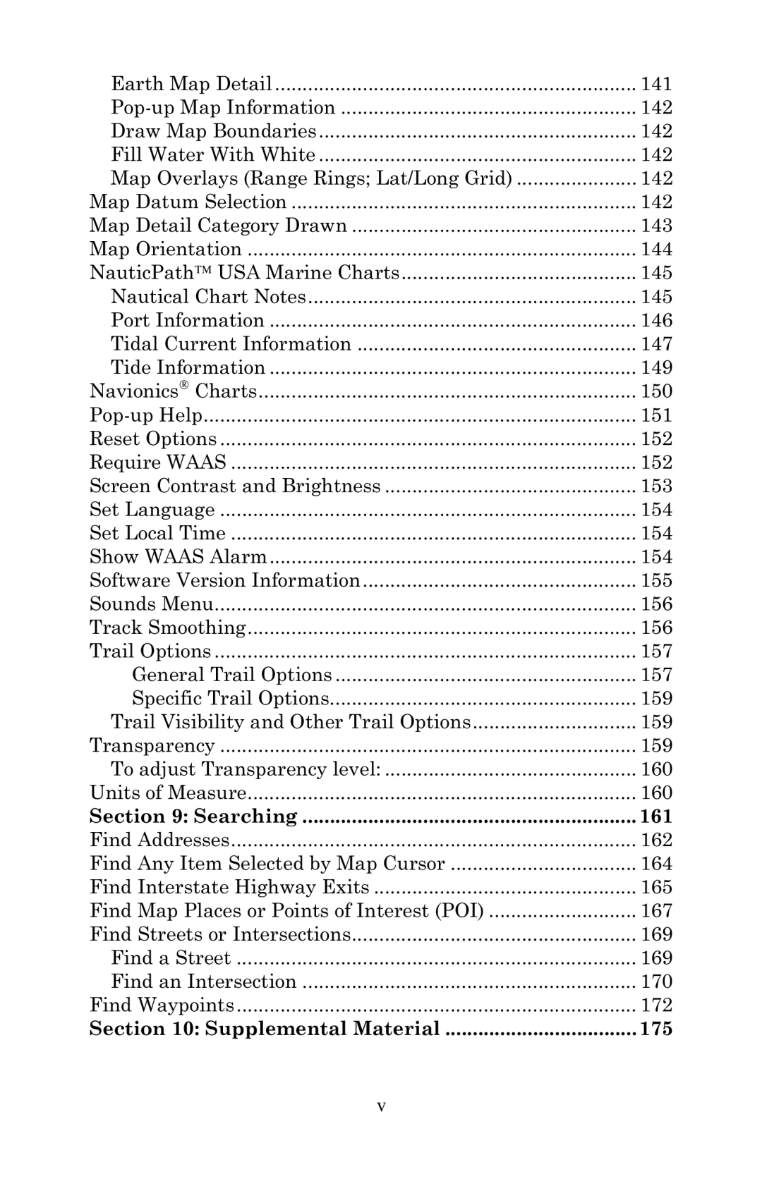 Eagle Electronics 642cDF manual Searching 161, Supplemental Material 175 