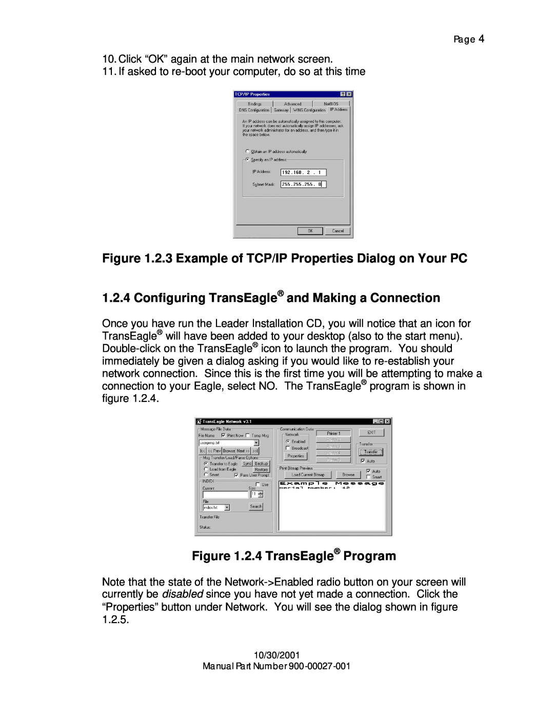 Eagle Electronics 900-00027-001, TransEagle Network Software manual 2.4 TransEagle Program 