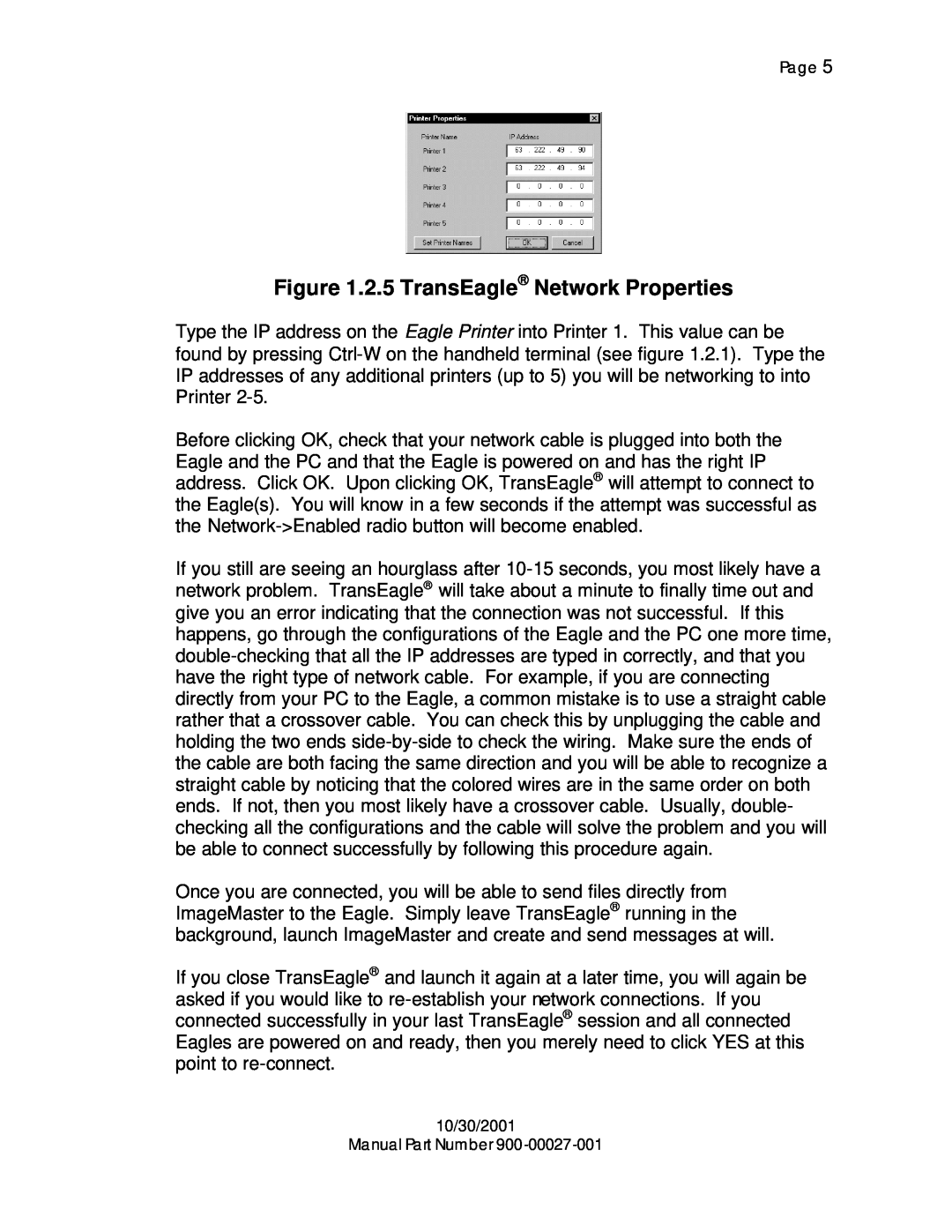 Eagle Electronics TransEagle Network Software, 900-00027-001 manual 2.5 TransEagle Network Properties 