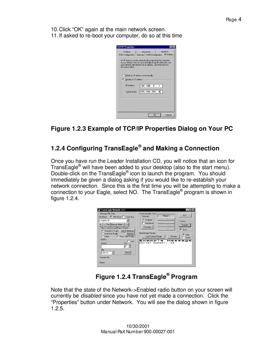 Eagle Electronics 900-00027-001, TransEagle Network Software manual TransEagle Program 