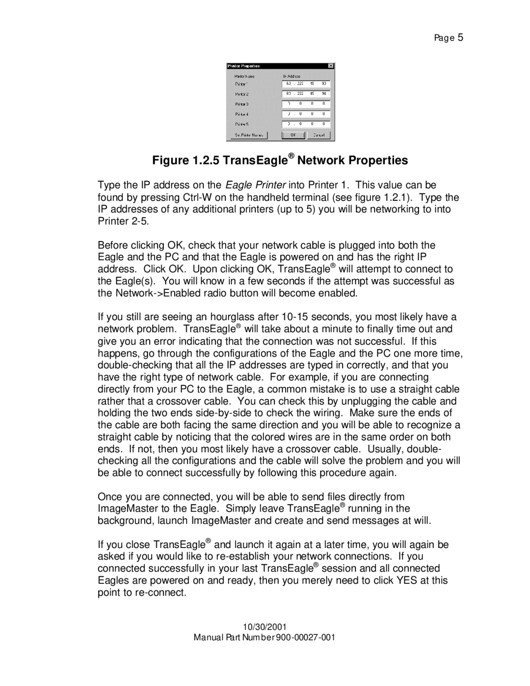 Eagle Electronics TransEagle Network Software, 900-00027-001 manual TransEagle Network Properties 