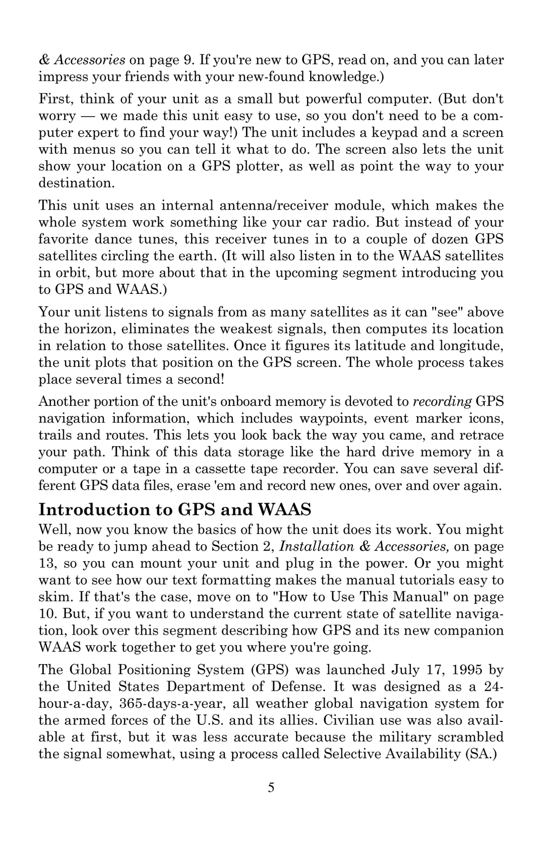 Eagle Electronics Cuda 240 S/GPS manual Introduction to GPS and Waas 