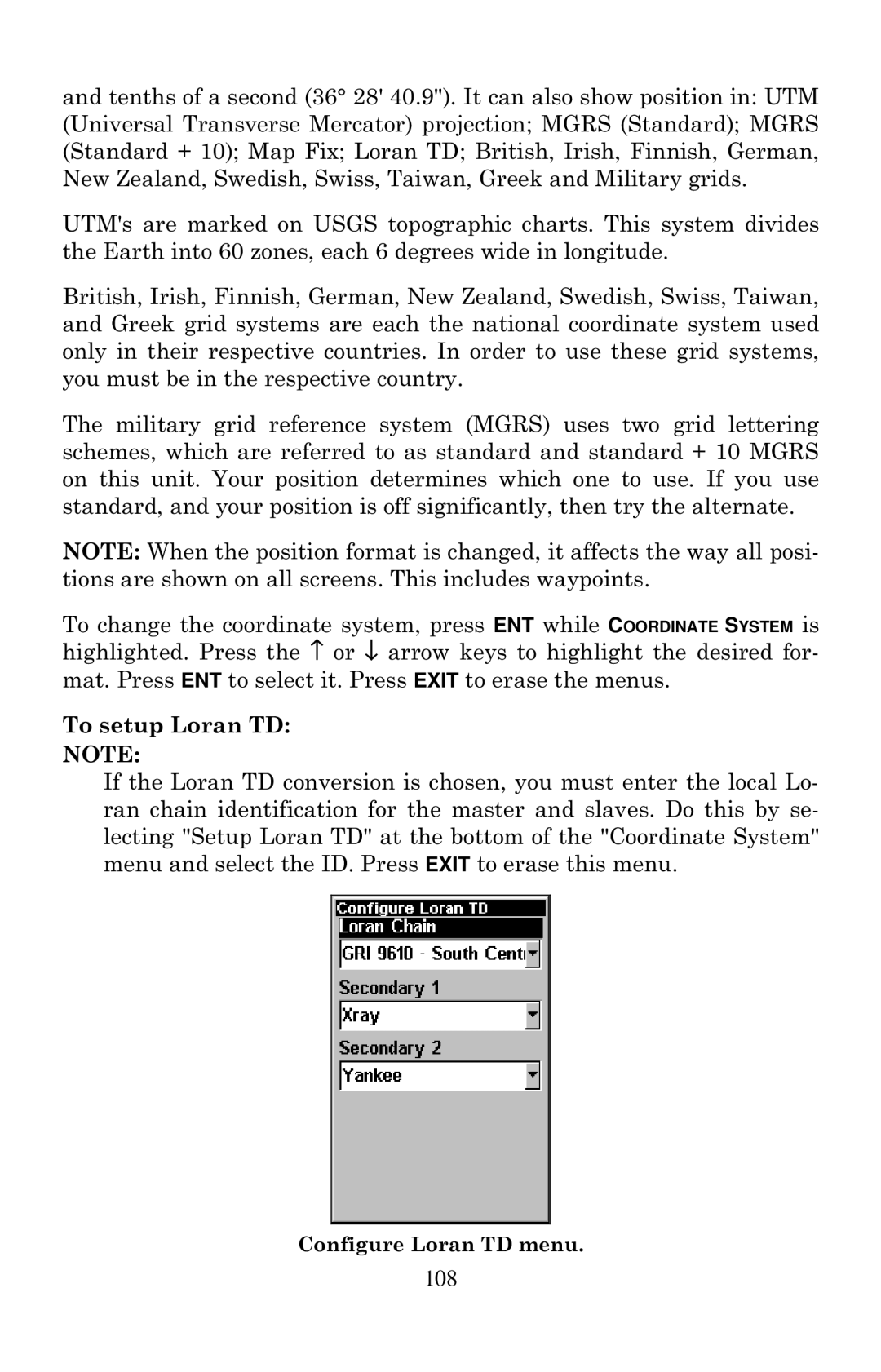 Eagle Electronics Cuda 240 S/GPS manual To setup Loran TD 