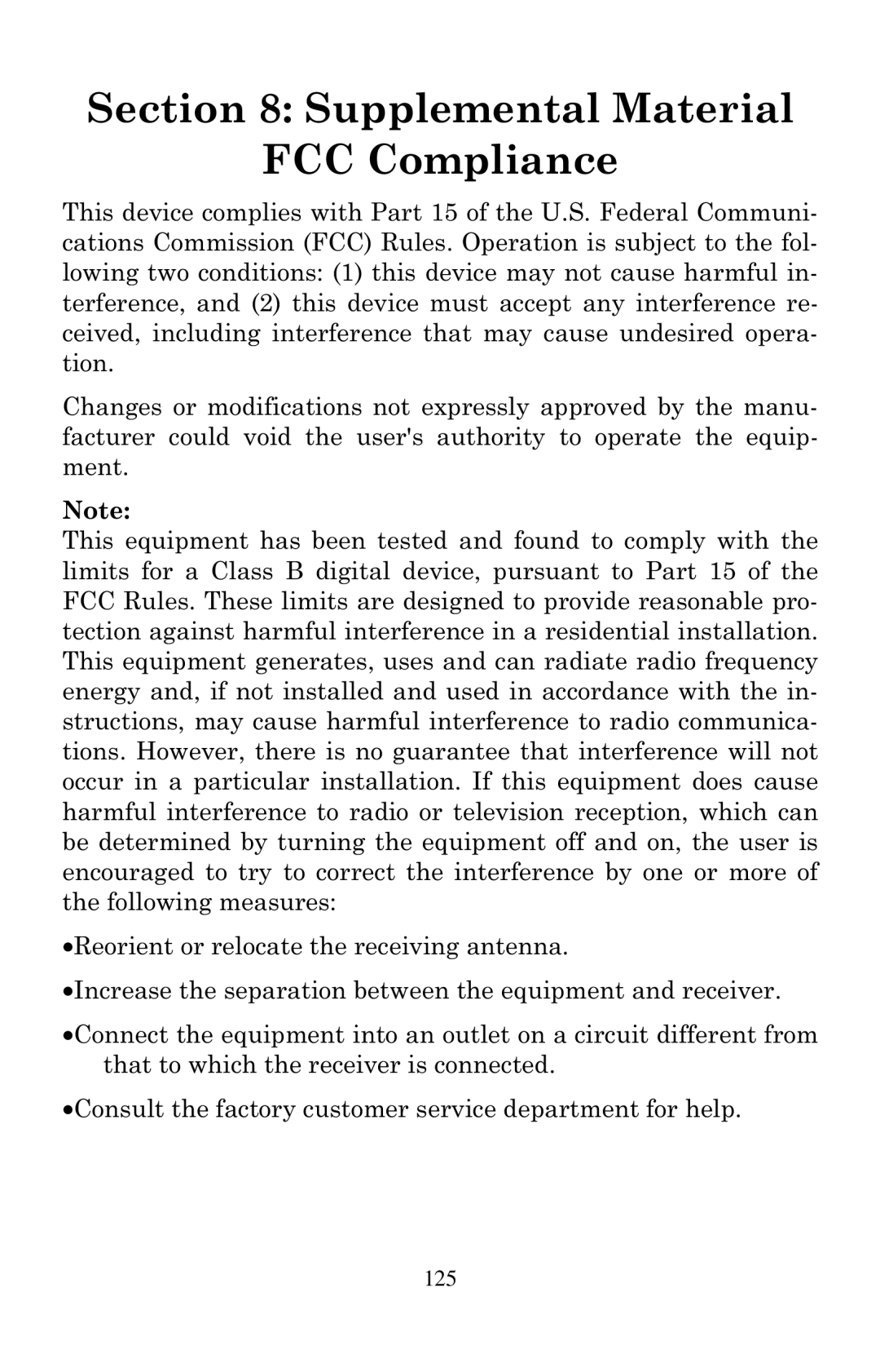 Eagle Electronics Cuda 240 S/GPS manual Supplemental Material FCC Compliance 