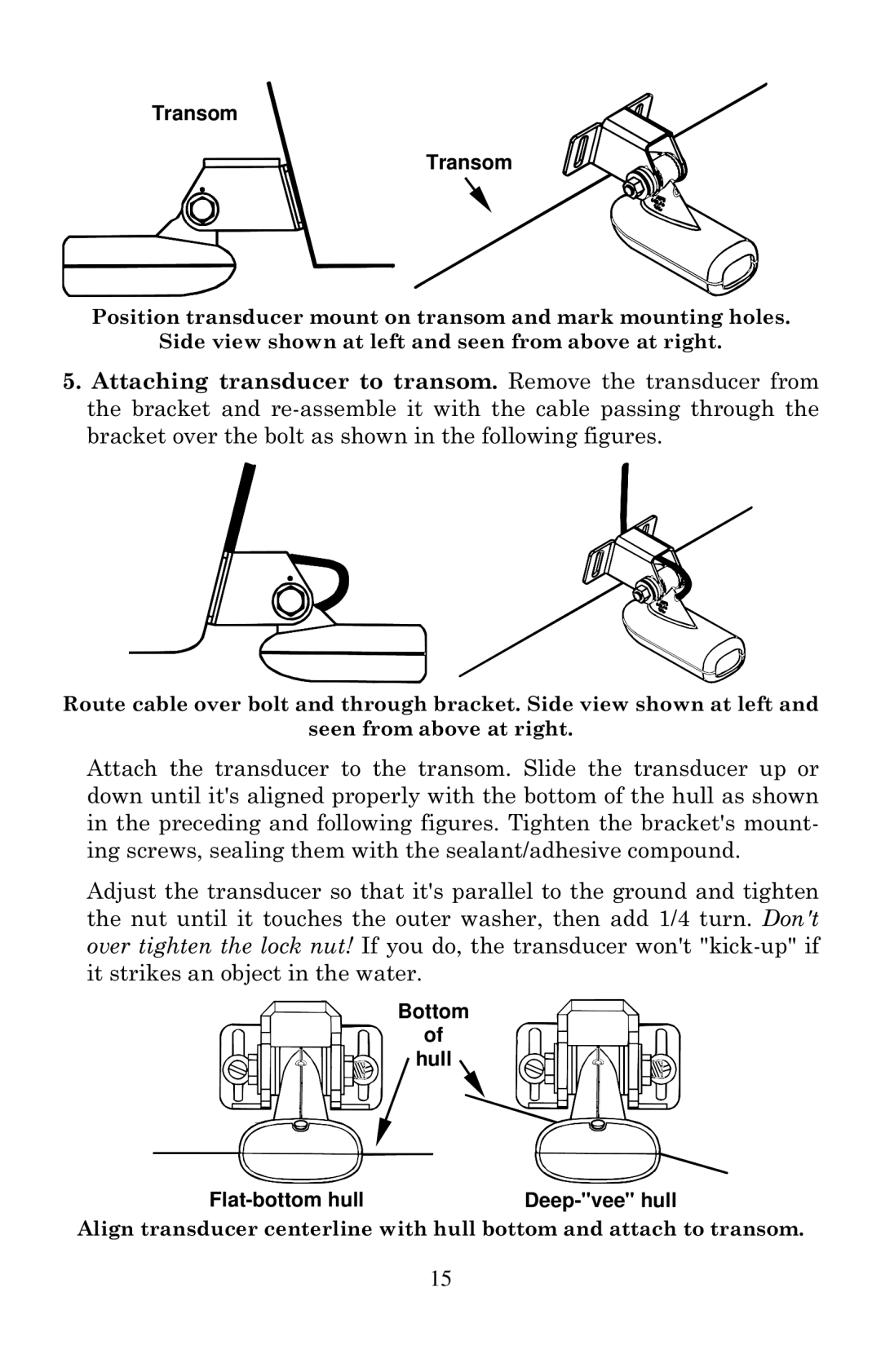 Eagle Electronics Cuda 240 S/GPS manual Transom, Bottom Hull Flat-bottom hull Deep-vee hull 