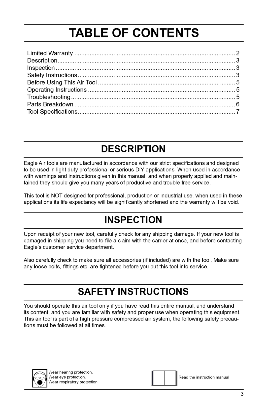 Eagle Electronics EGA200 owner manual Table of Contents 