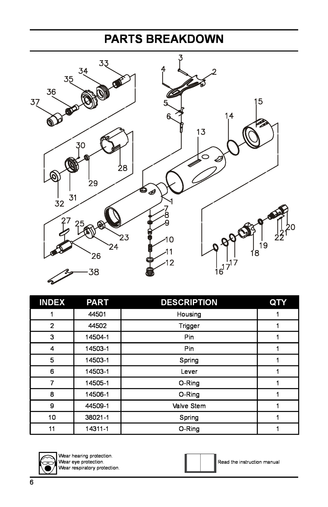 Eagle Electronics EGA530 owner manual Parts Breakdown, Index, Description 