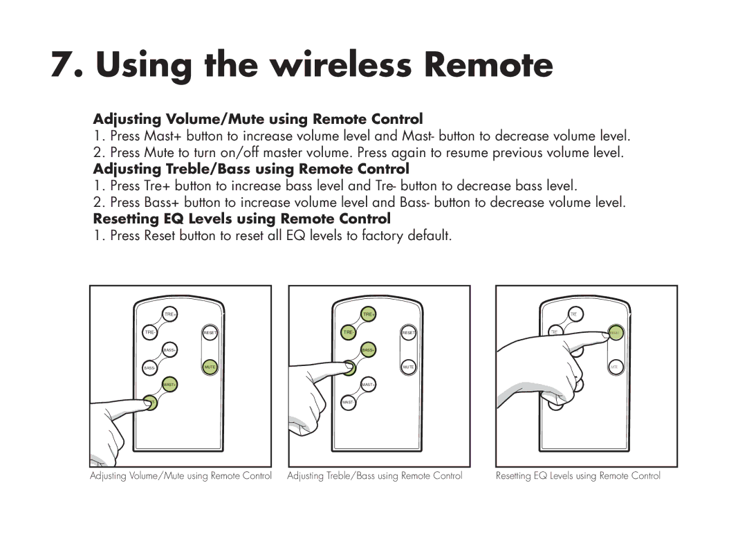 Eagle Electronics ET/AR504LR/B user manual Using the wireless Remote, Adjusting Volume/Mute using Remote Control 