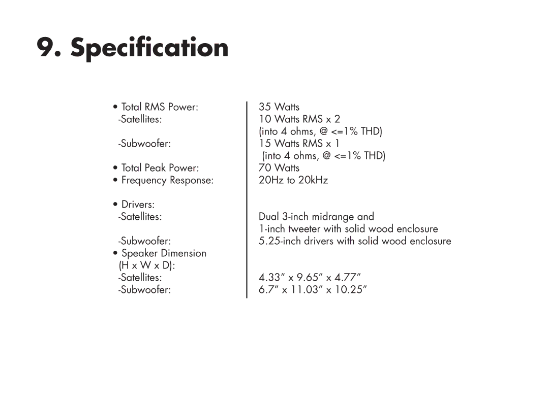 Eagle Electronics ET/AR504LR/B user manual Specification 