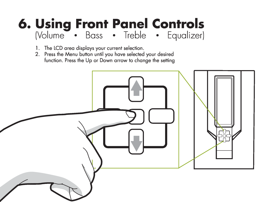 Eagle Electronics ET/AR504LR/B user manual Using Front Panel Controls, Volume Bass Treble Equalizer 