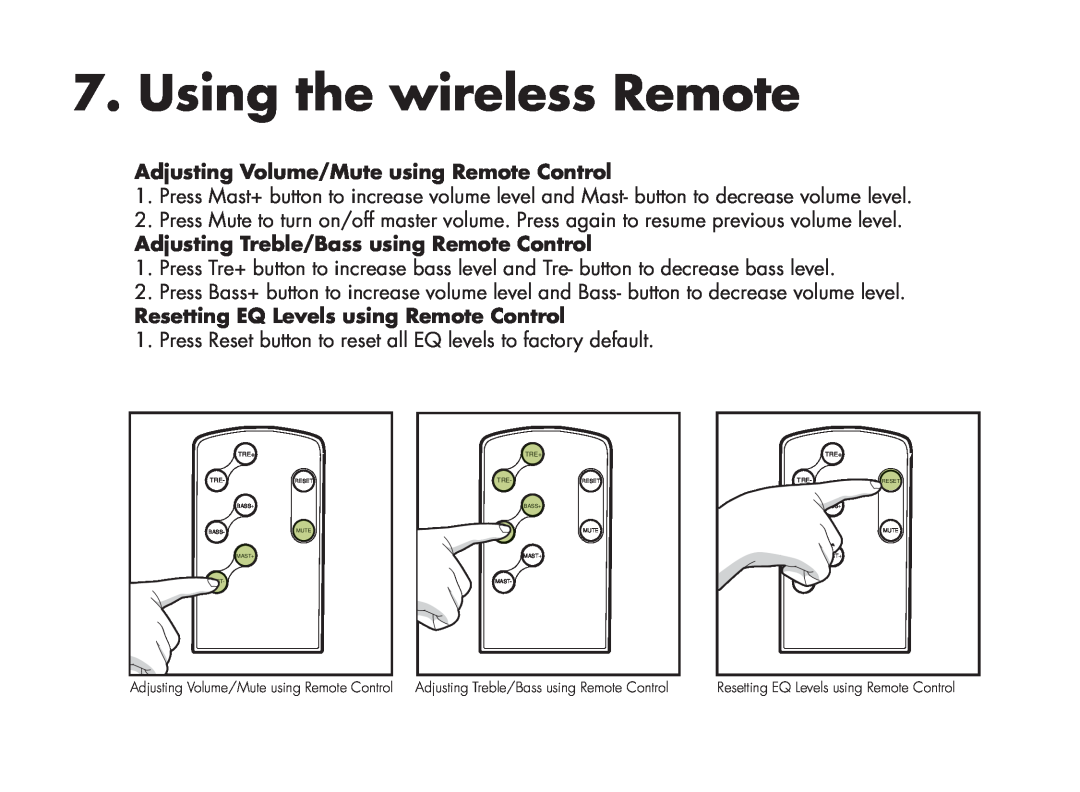 Eagle Electronics ET/AR504LR/B user manual Using the wireless Remote, Adjusting Volume/Mute using Remote Control 