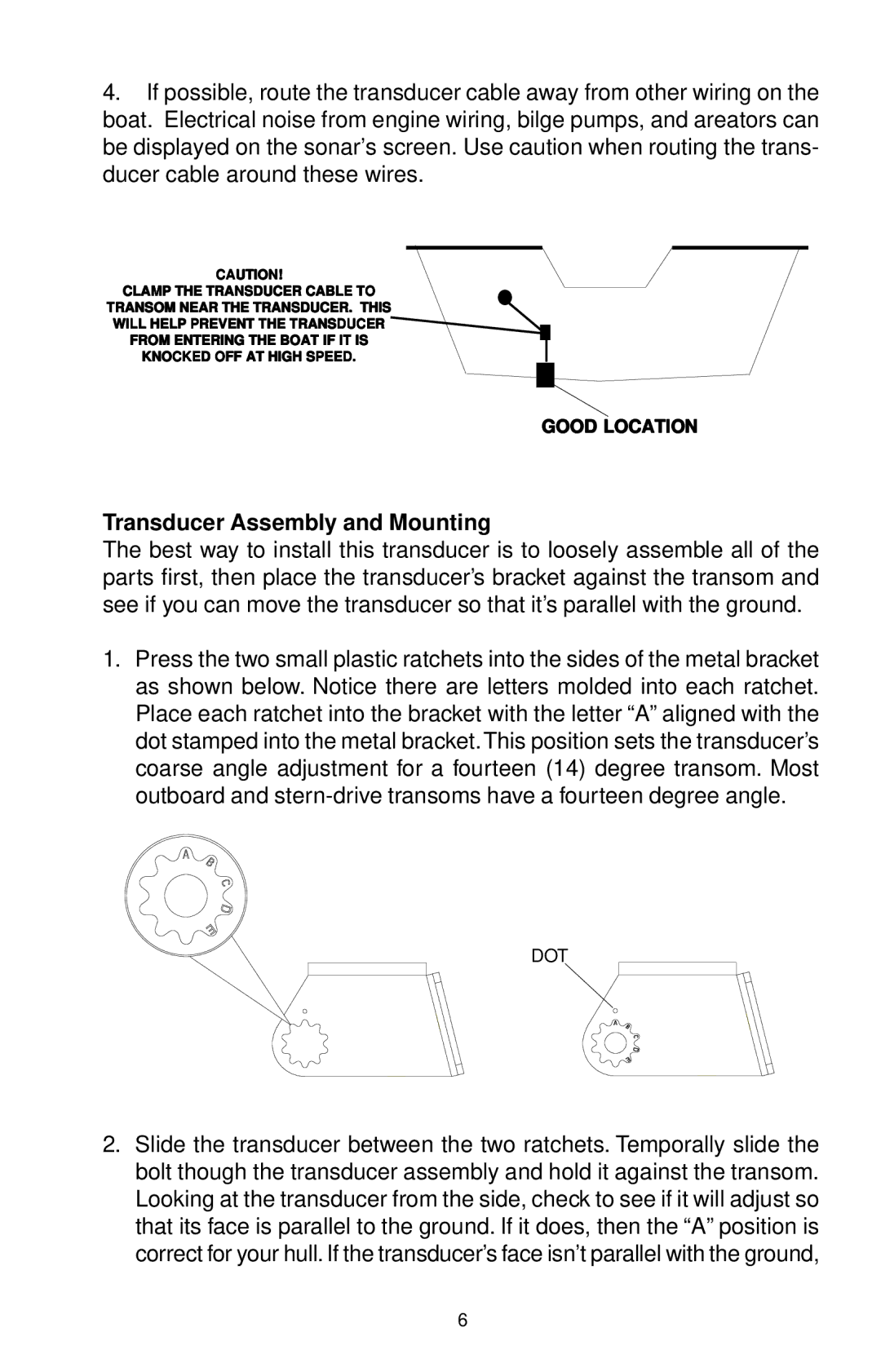 Eagle Electronics ID 128 manual Transducer Assembly and Mounting 