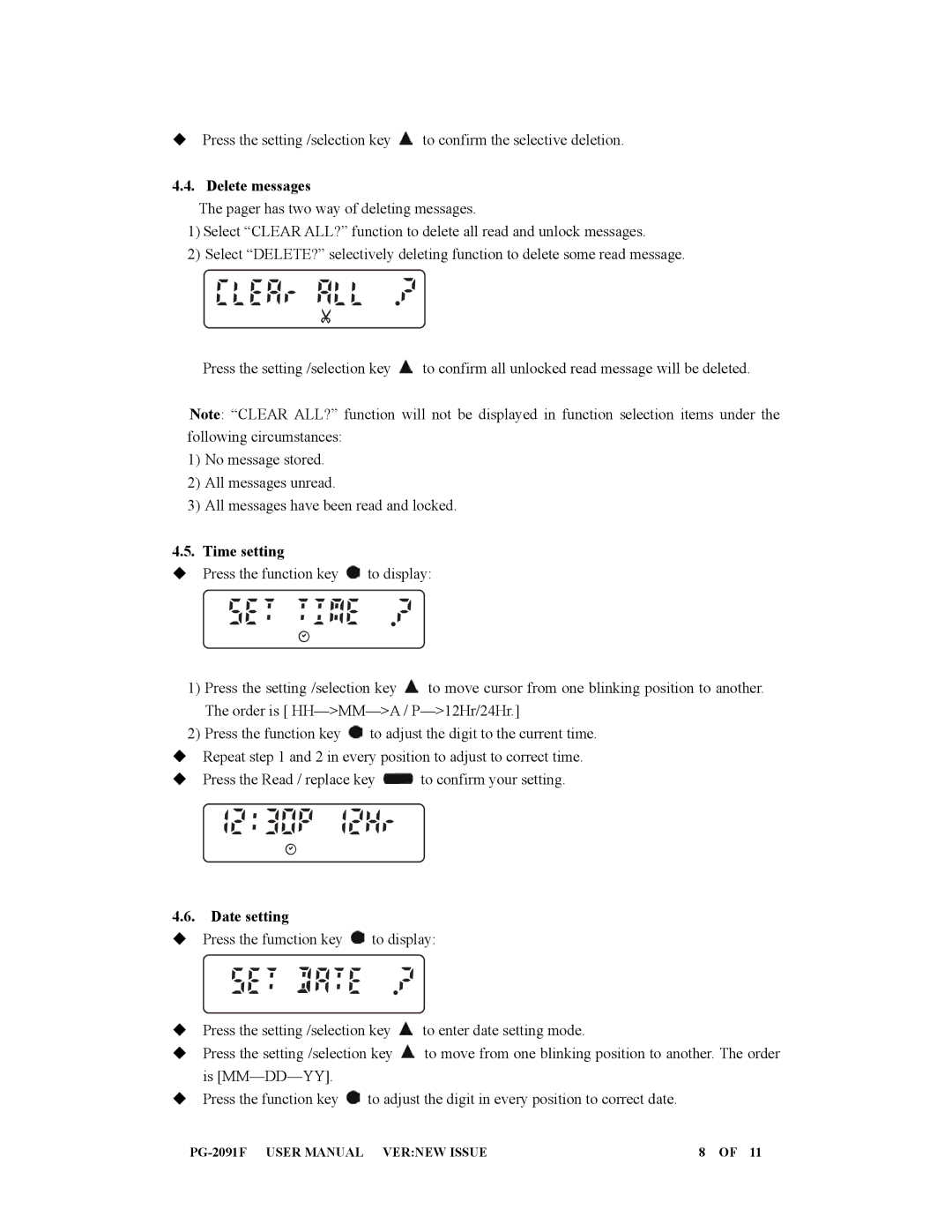 Eagle Electronics PG-2091F user manual Delete messages 