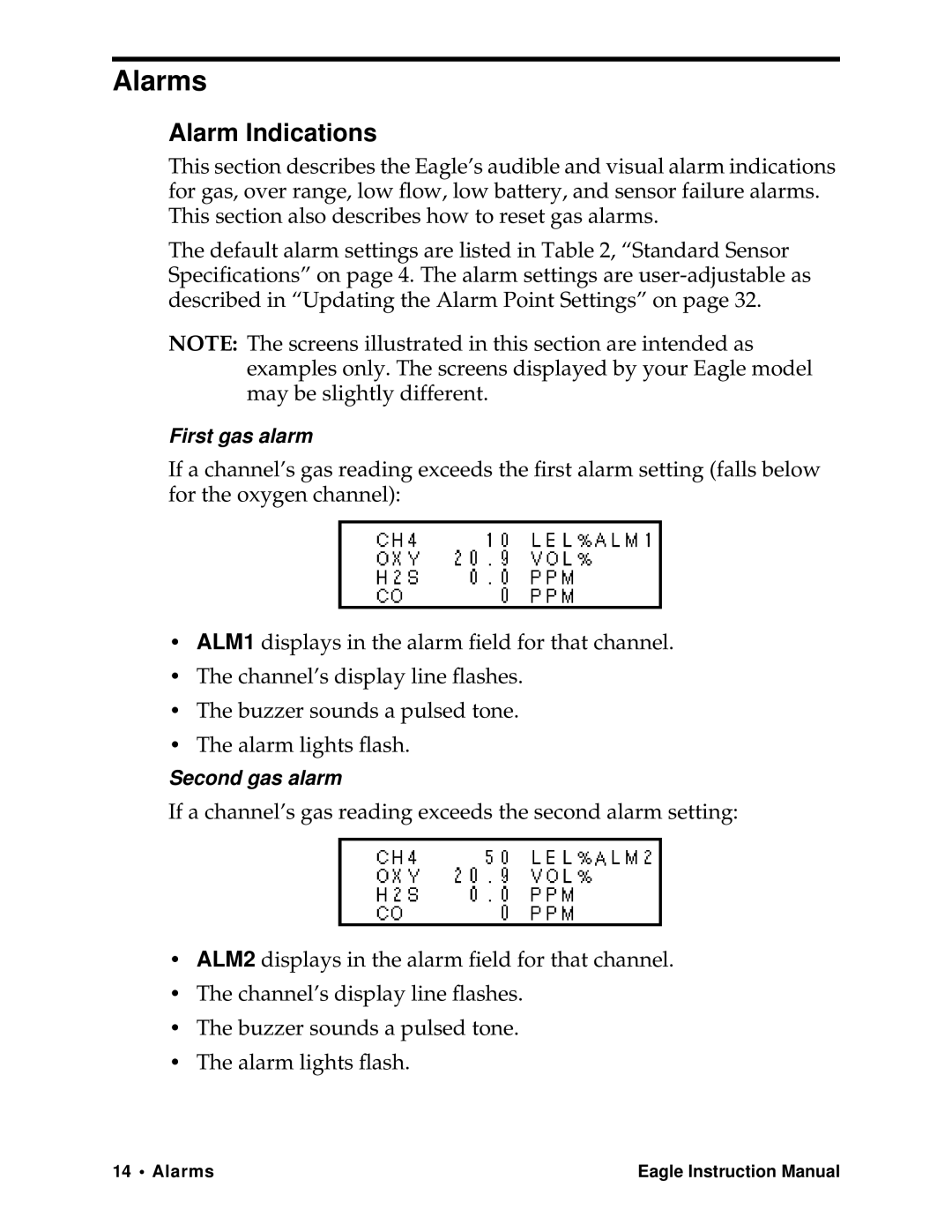 Eagle Home Products Eagle Series instruction manual Alarms, Alarm Indications 