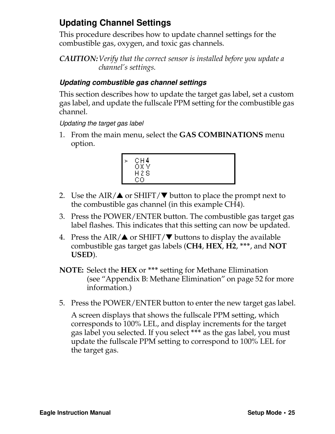 Eagle Home Products Eagle Series instruction manual Updating Channel Settings 