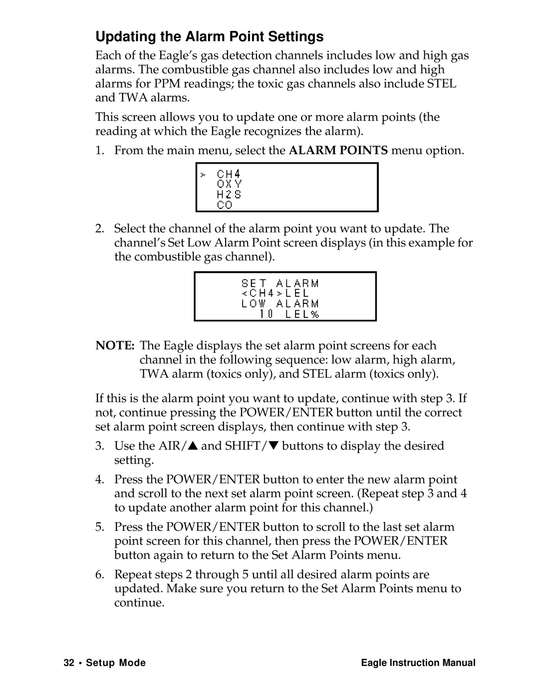 Eagle Home Products Eagle Series instruction manual Updating the Alarm Point Settings 