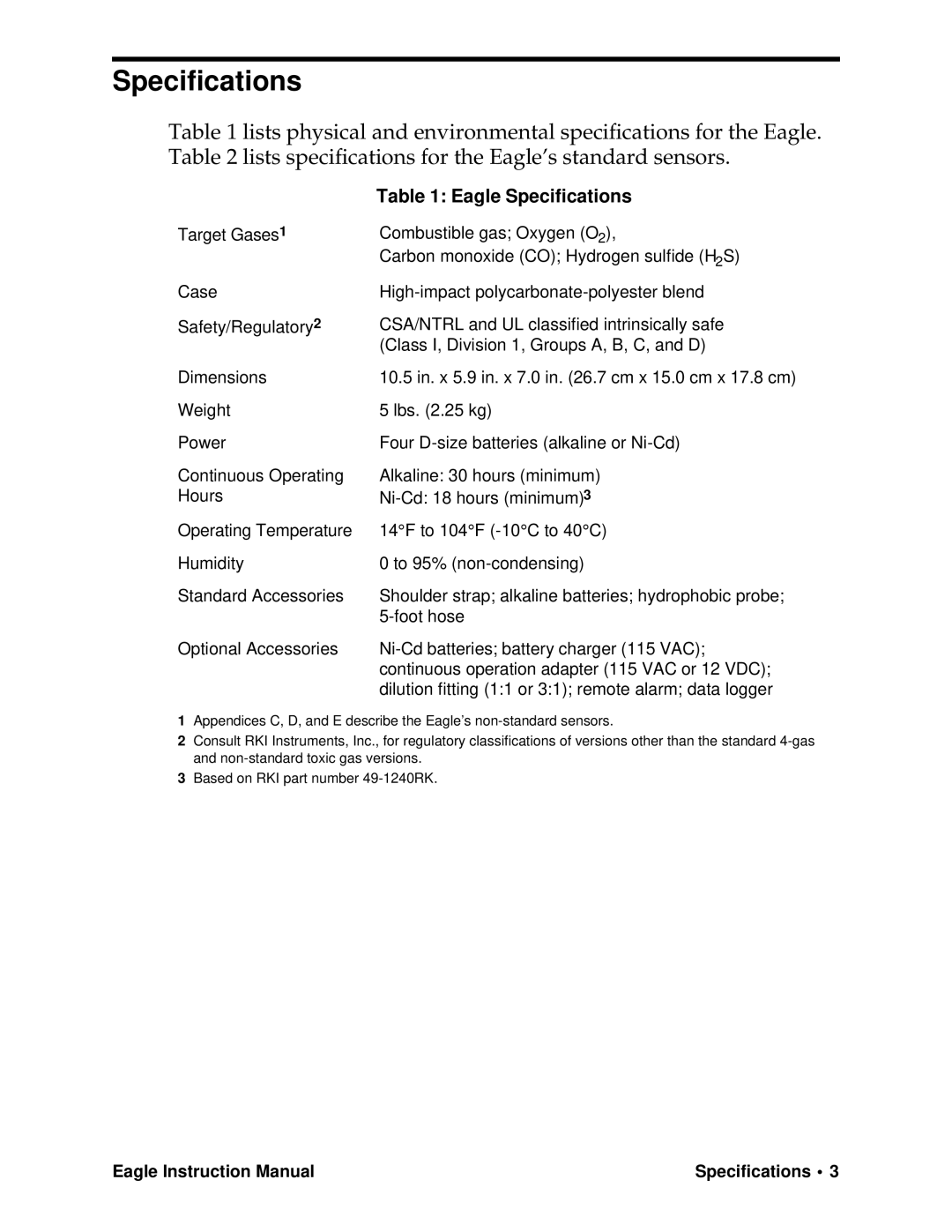 Eagle Home Products Eagle Series instruction manual Eagle Speciﬁcations, Specifications 